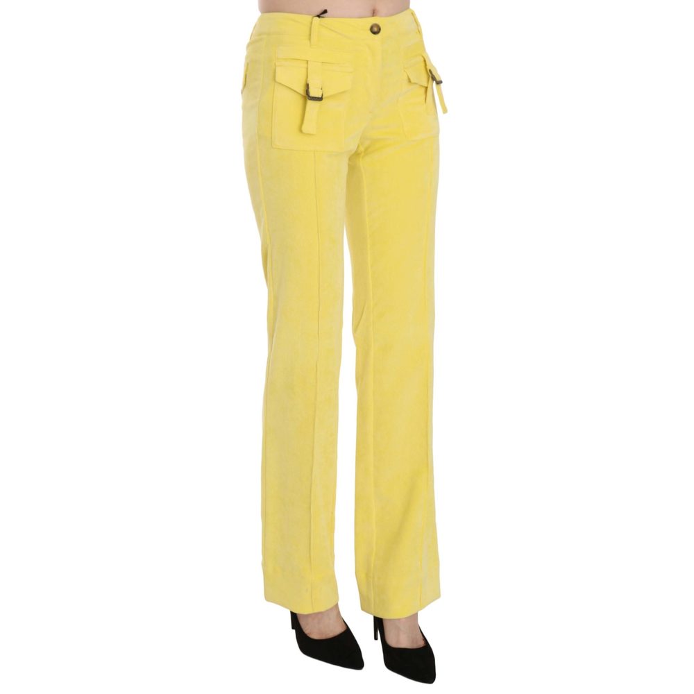 Just Cavalli Yellow Corduroy Mid Waist Straight Trousers Pants - Picture 2 of 4